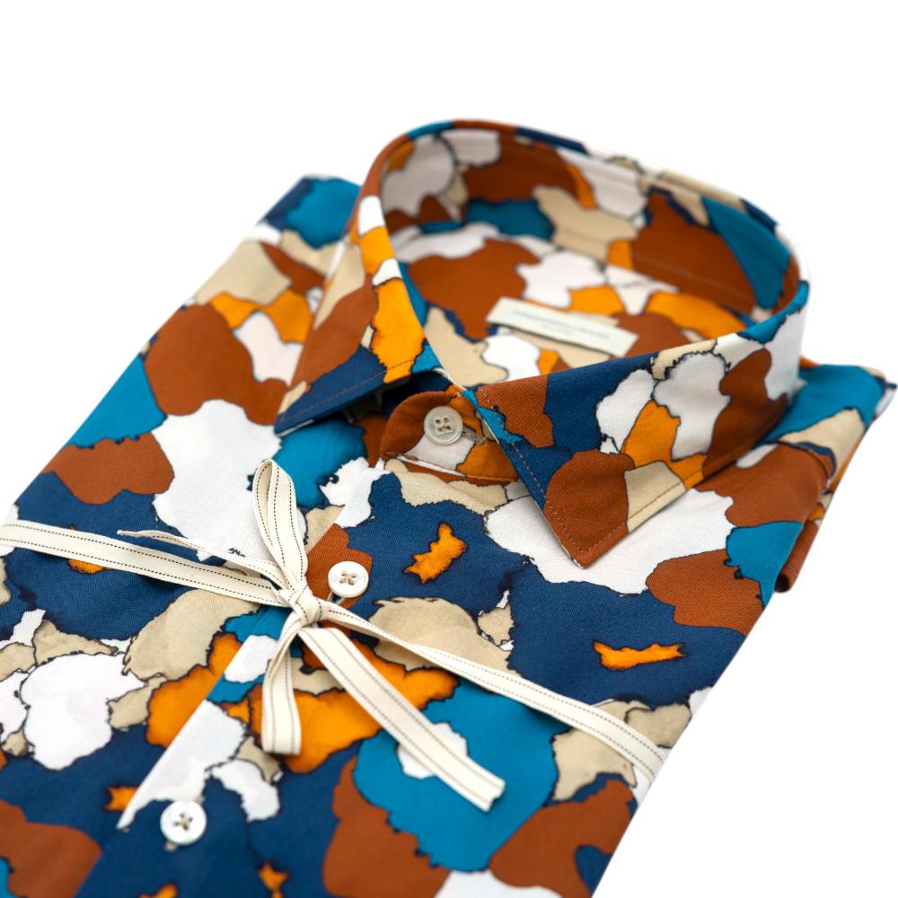 Alessandro Lamura Camicia Multicolore con Fantasia Astratta Presa