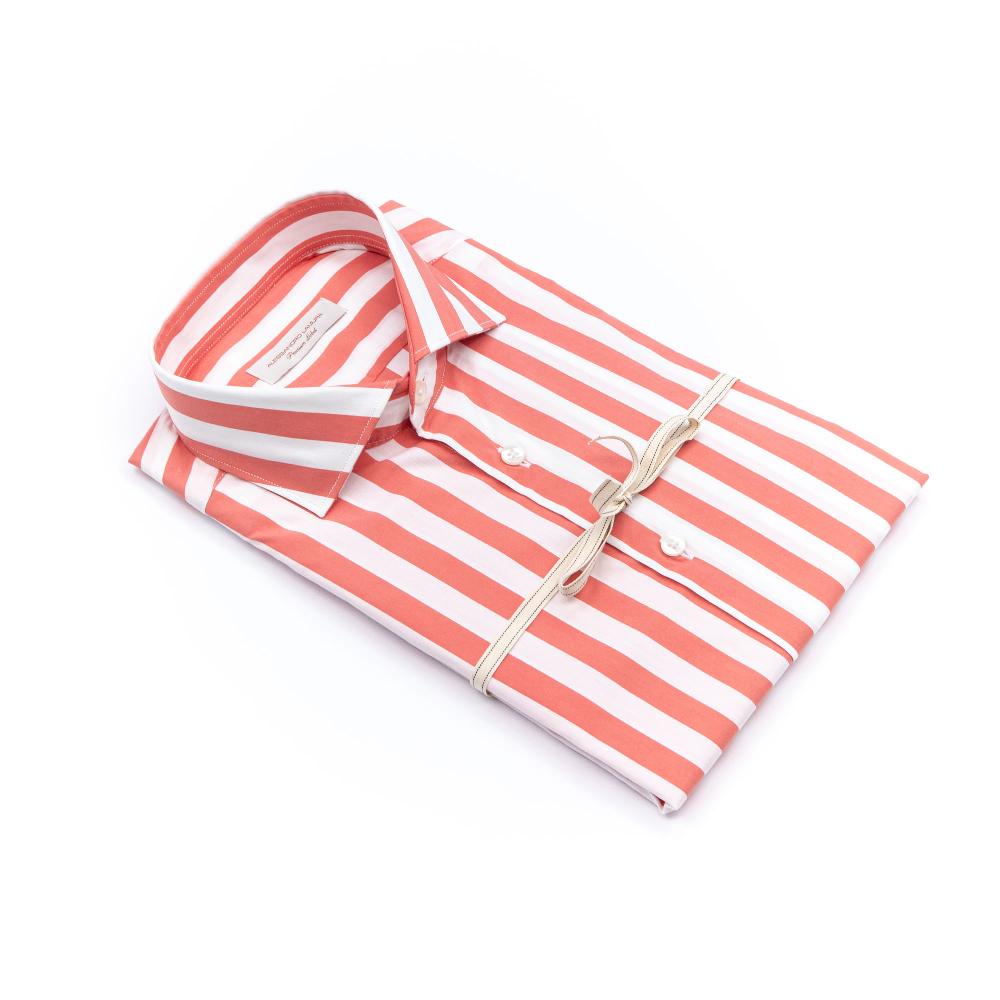 Alessandro Lamura Camicia In Cotone Rigata Collo Francese In Linea