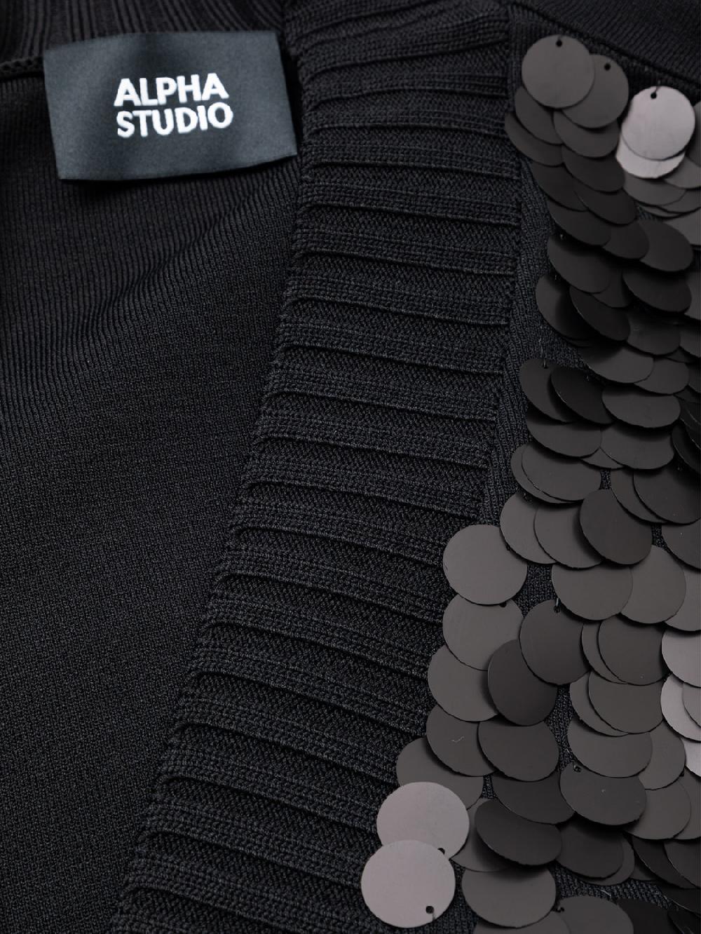 Alpha studio SCOLLO V M/L RASATO CON RICAMO Ultimo giorno